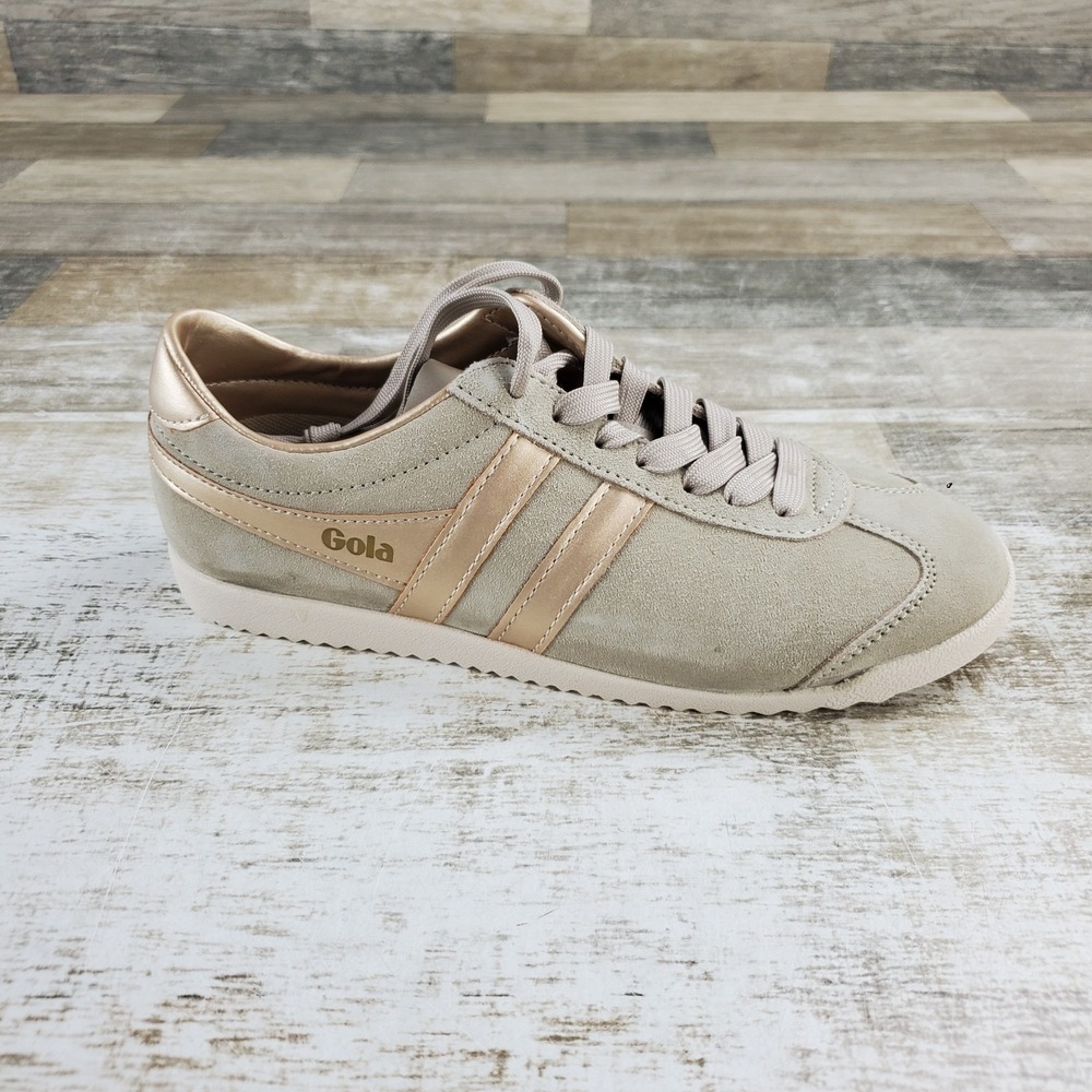 Gola Cla838 Bullet Pearl Womens Shoes Sz 6 Metallic Gold Bone Suede Sneakers